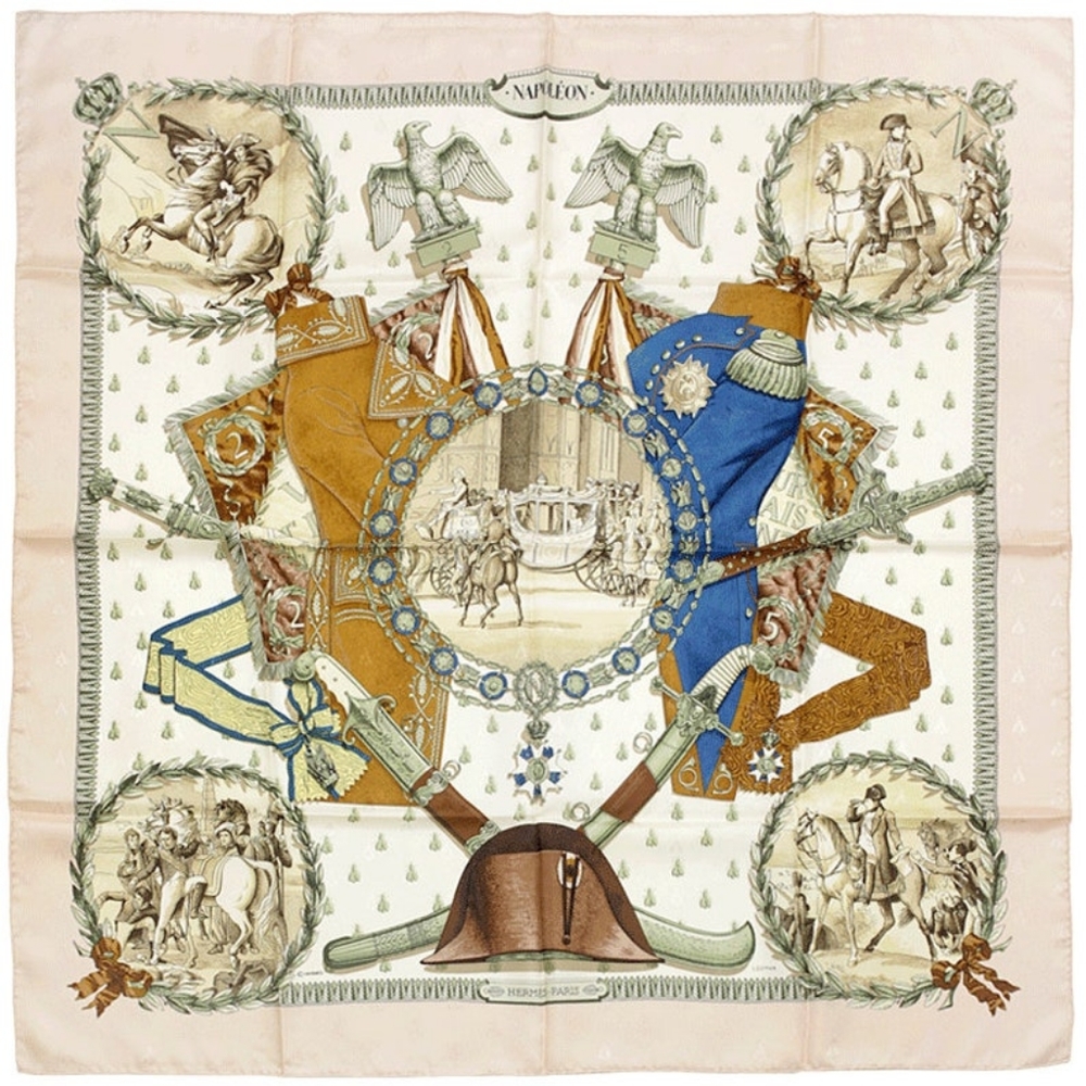 HERMES Paris |100% Silk Scarf Stole Carre 90 NAPOLEON Pink x Multicolor | Ladies